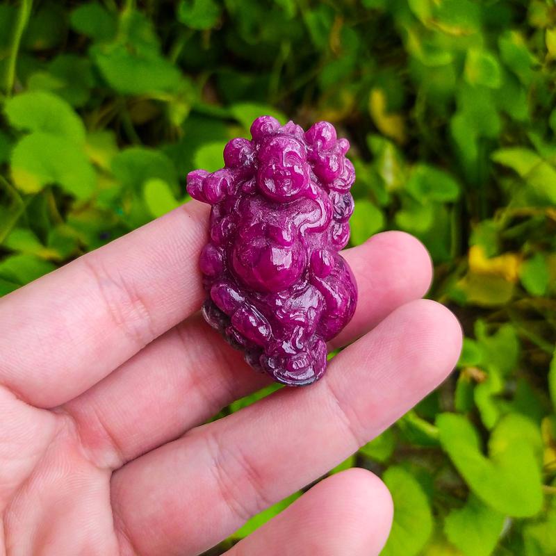 Mặt Dây Chuyền Đá Quý Ruby, Sapphire, Tạc Tượng Di Lặc 1