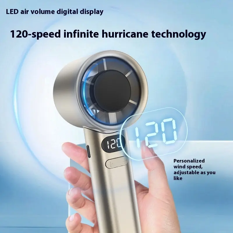 2025 NEW Handheld High-Speed Fan 120 Gear High-Speed Handheld Fan USB Turbo Roller Electrodeless Speed Control M11usb Little Fan Lithium Shell