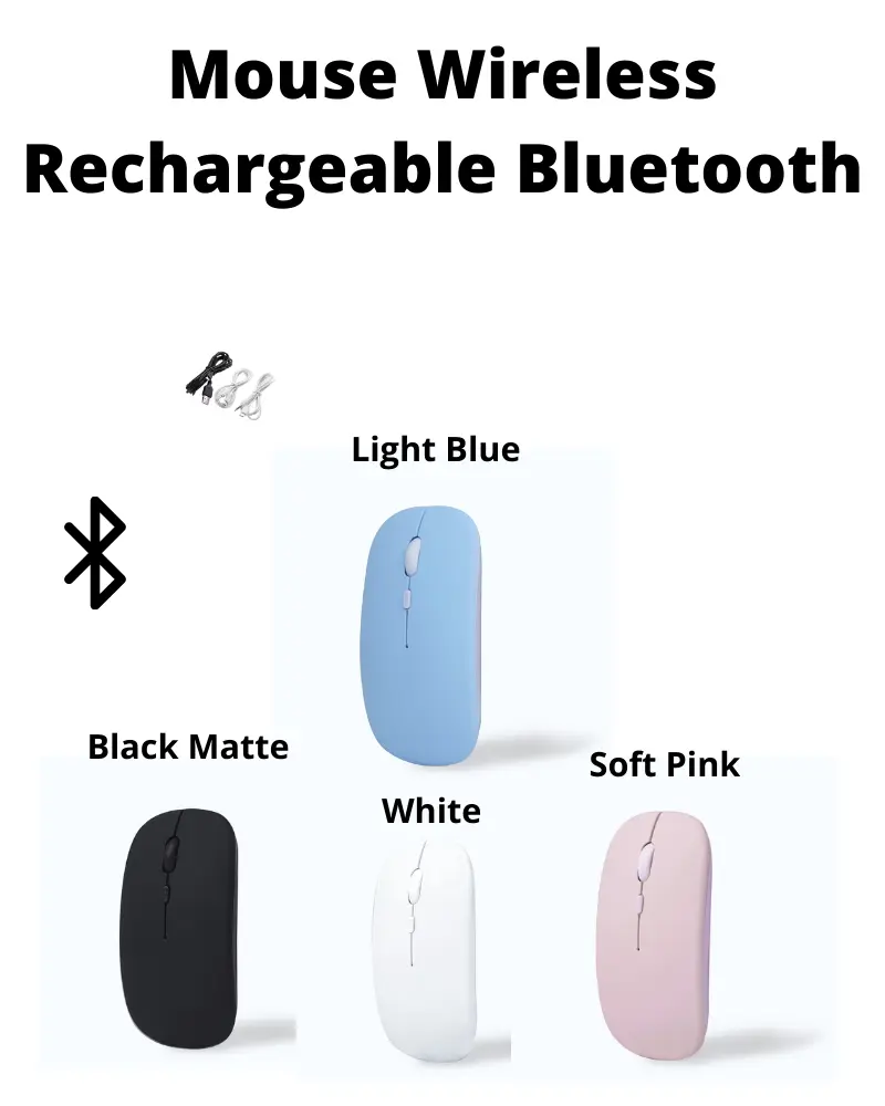 Mouse Wireless Rechargeable Bluetooth Battery Elegant For Tab atau Laptop / Mouse Wireless Bluetooth Colorful / Mouse Silent Click Wireless Slim 2.4Gh Rechargeable Biru Kabel Smart Computer