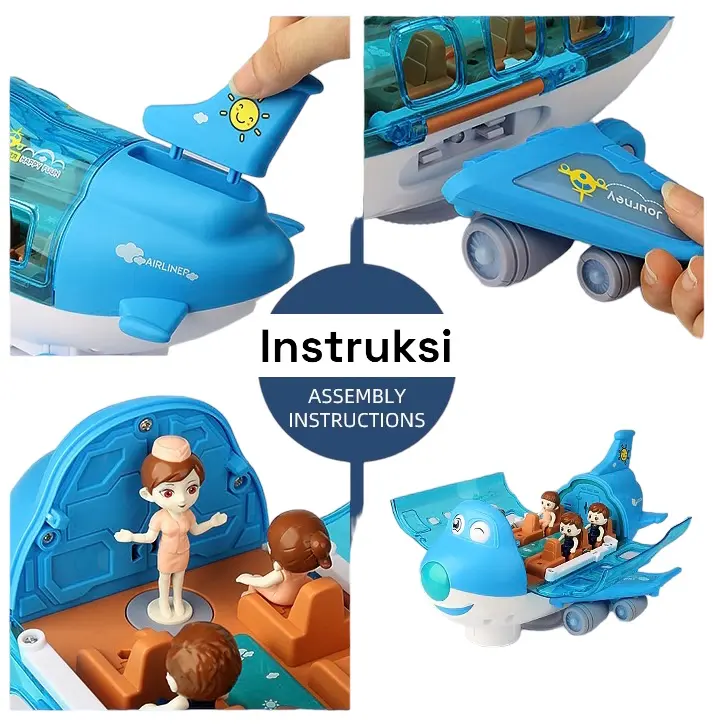 HAPPYTOYS.888 #C07 Mainan Anak Airliner Universal Pesawat Lampu Musik 3