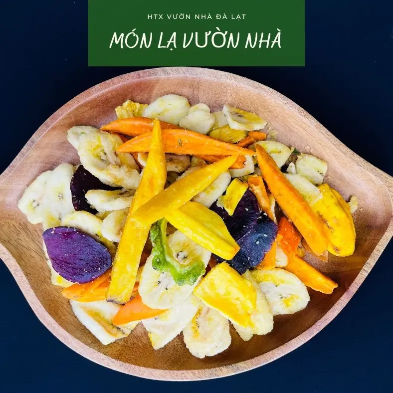 500gr Rau củ sấy giòn Đà Lạt- Thập cẩm sấy - Vườn Nhà Đà Lạt - Snack Ăn Vặt