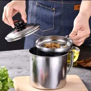 WADAH SARINGAN MINYAK  1.3 LITER STAINLESS STEEL GELAS PENYARING AMPAS SISA