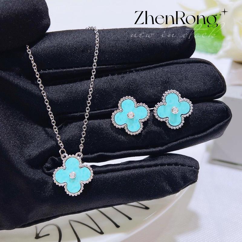 Product Introduction of Vòng cổ đá Xanh Biển nhẹ, giá cả phải chăng, sang trọng, bốn lá, vòng tay nữ thiết kế đặc biệt, đinh tán tai ngọc bích Mauve, mới 8
