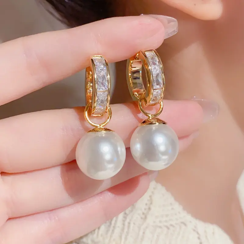 Hoa Tai Thời Trang, Hợp Xu hướng Mới, Hoa Tai Ngọc Trai Hai Mảnh, Cá Nhân Hóa, Zircon, Thanh Lịch, Hoa Tai Xã Hội B5727