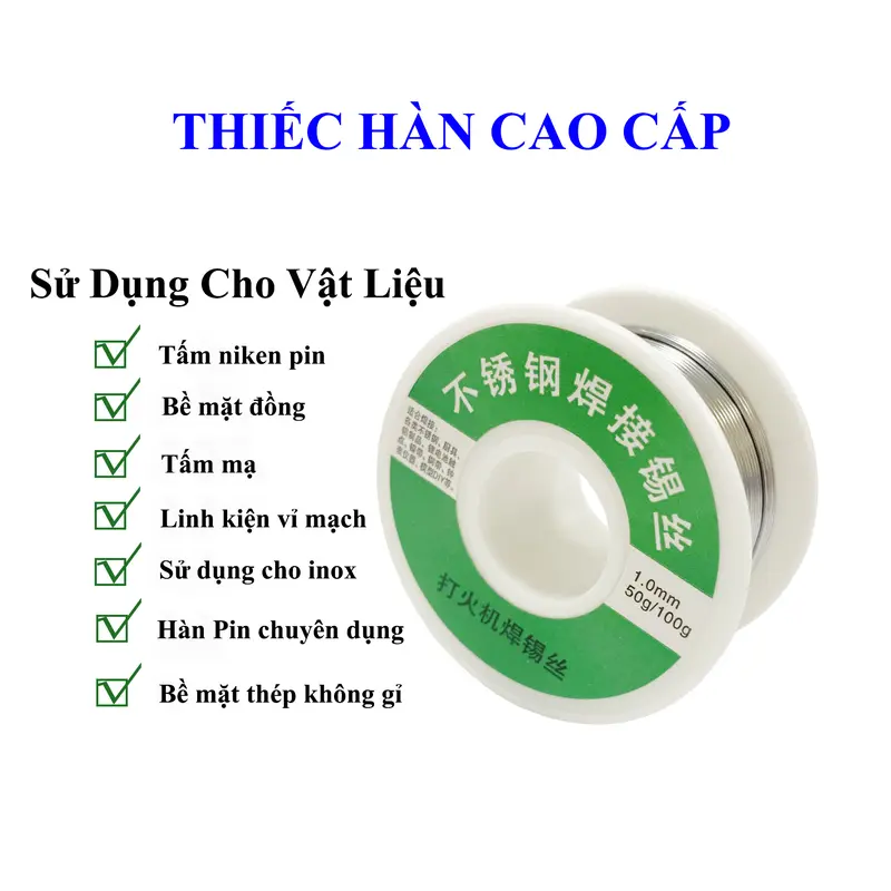 Thiếc Hàn hàn Inox 63% 1mm Mối Hàn Chắc và Bóng Lõi Thuốc 2