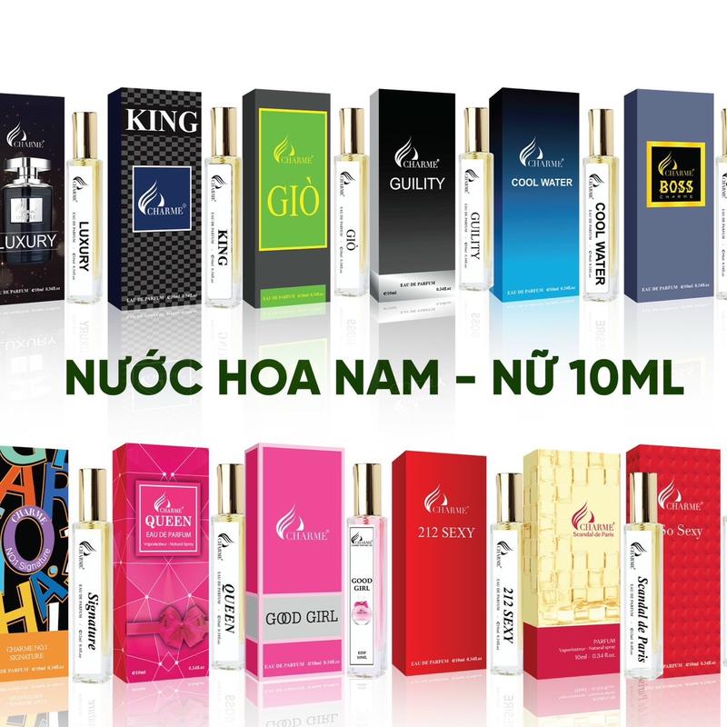CHARME PERFUME Nước hoa mini CÁC LOẠI NAM NỮ 10ml dạng xịt Cosmetic Women