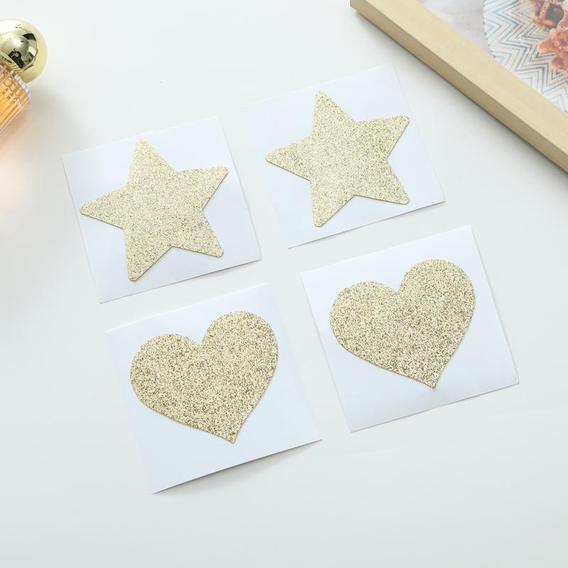 Product Introduction of Custom Cross-border Glitter Disposable Pasties Heart-shaped Sexy Breathable Thin Self-adhesive Women's Chest Stickers 3