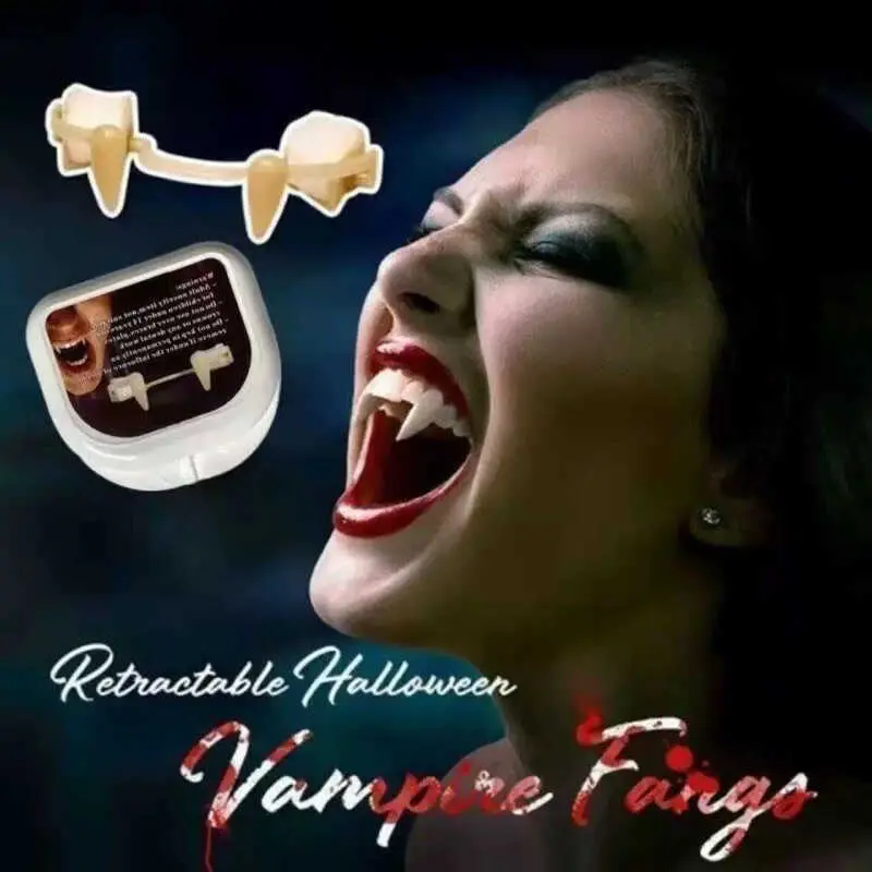Retractable Halloween Vampire Fangs Fake Teeth Horrifying - TikTok Shop ...