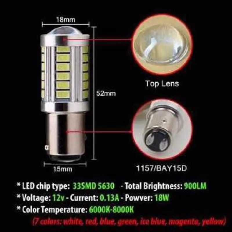 Phanh nhấp nháy 33 tim đèn hậu siêu sáng xe máy nhấp nháy đèn phanh sau đèn sương mù đèn hậu chớp nháy sử dụng điện 12v Ô Xi Nhan Led Phụ Tùng 3