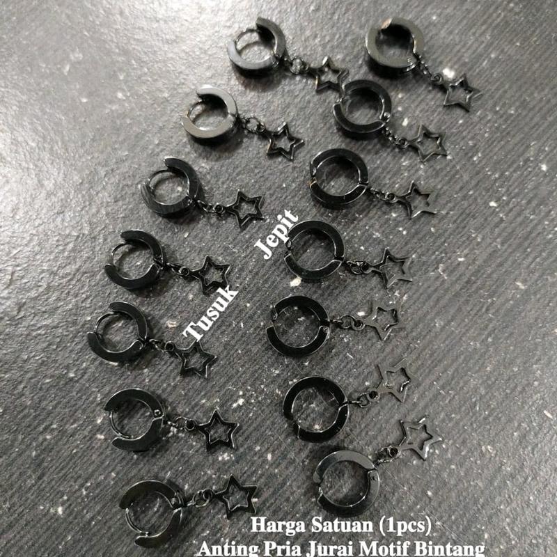 Anting pria titanium jurai bintang 1pcs Laki-laki 3