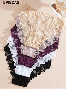 Conjunto de ropa interior sexy de encaje para mujer, bragas ajustadas, cómodas y transpirables, lencería calada multicolor para uso diario