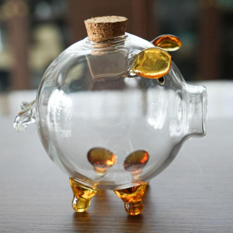 Product Introduction of Gift Pig Shape Piggy Bank Transparent Glass Storage Bottl Glass Jar 9