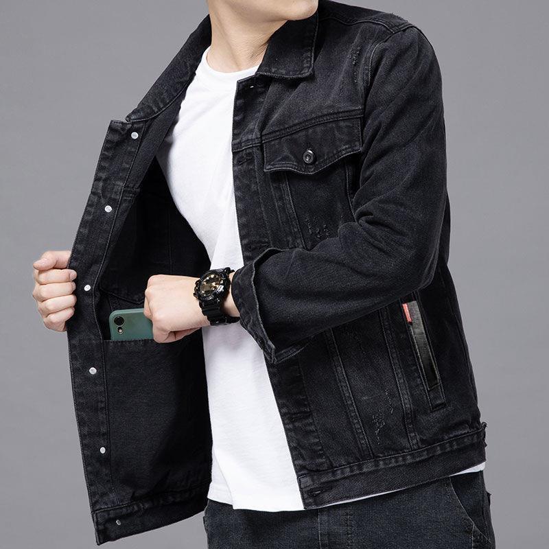 Áo Khoác Denim Thường Ngày Cho Nam, Hàng Mới Về Mùa Xuân Và Mùa Thu, Áo Khoác Dáng Rộng Phong Cách Hàn Quốc, Ngoại Cỡ, Áo Khoác Denim Hợp Xu hướng Quần Áo Nam 0