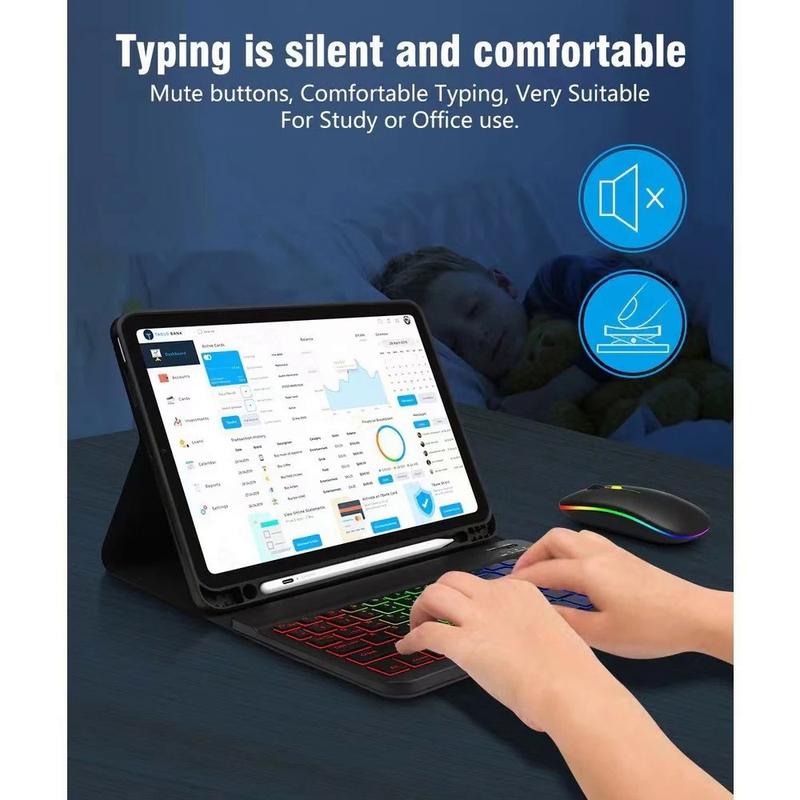Product Introduction of For iPad Air 6 2024 11" Case Keyboard Mouse Rainbow Backlight Korean Spanish Arabic Magic Keyboard Funda for iPad Air 11" 2024 35