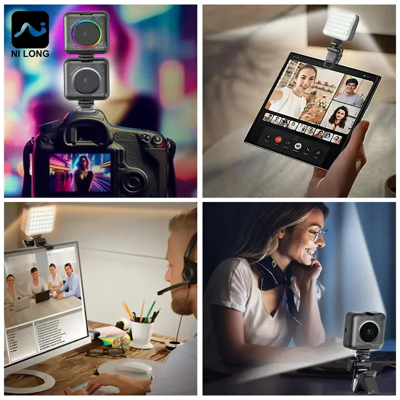 RGB Video Light, Portable LED Camera Light, 360° Full Color Portable Photography Lighting, Rechargeable CRI 95+ 2500-9000K Dimmable Panel Lamp 7