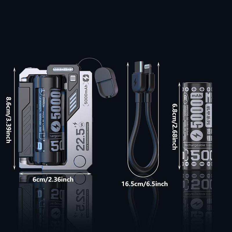 Portable Power Bank, 1pc Small & Separate Mobile Power with Detachable Charging Cable, Quick Change Power Bank for Phone, Boyfriend Gift, Rechargeable Batteries, Electronics Accessories, Charger Connector 1