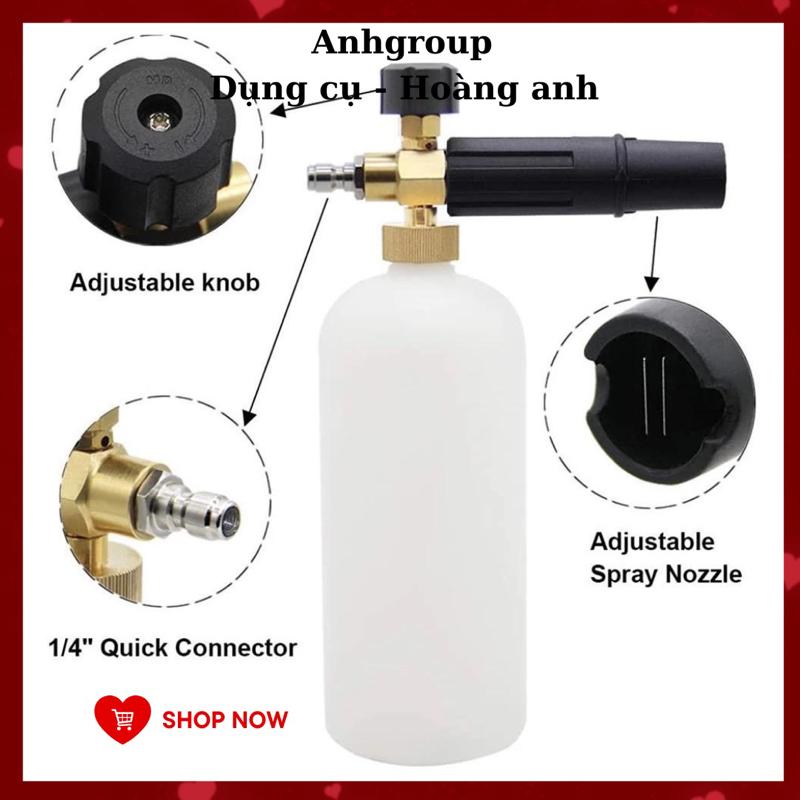  Bình Tạo Bọt Tuyết 1L Cho Máy Rửa Xe Cao Áp Máy Rửa Xe Gia Đình 