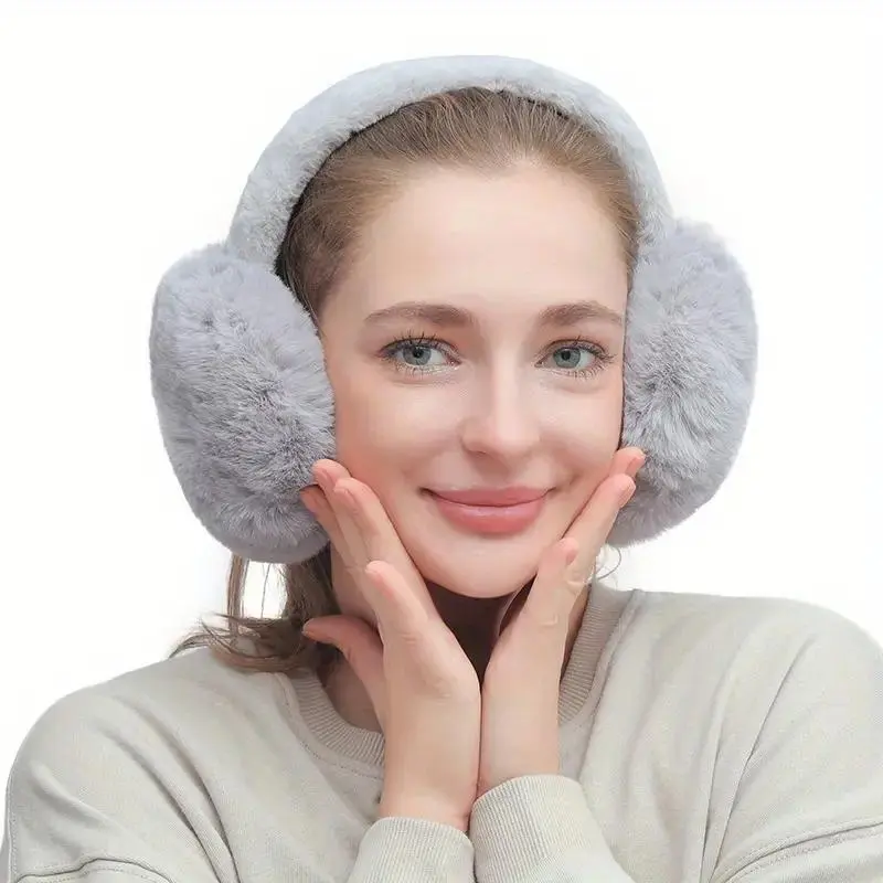 Solid Color Plush Earmuffs, Soft Ear Warmer, Foldable Ear Muffs, Comfortable Coldproof Earmuffs for Winter Outdoor, Christmas Gift 2