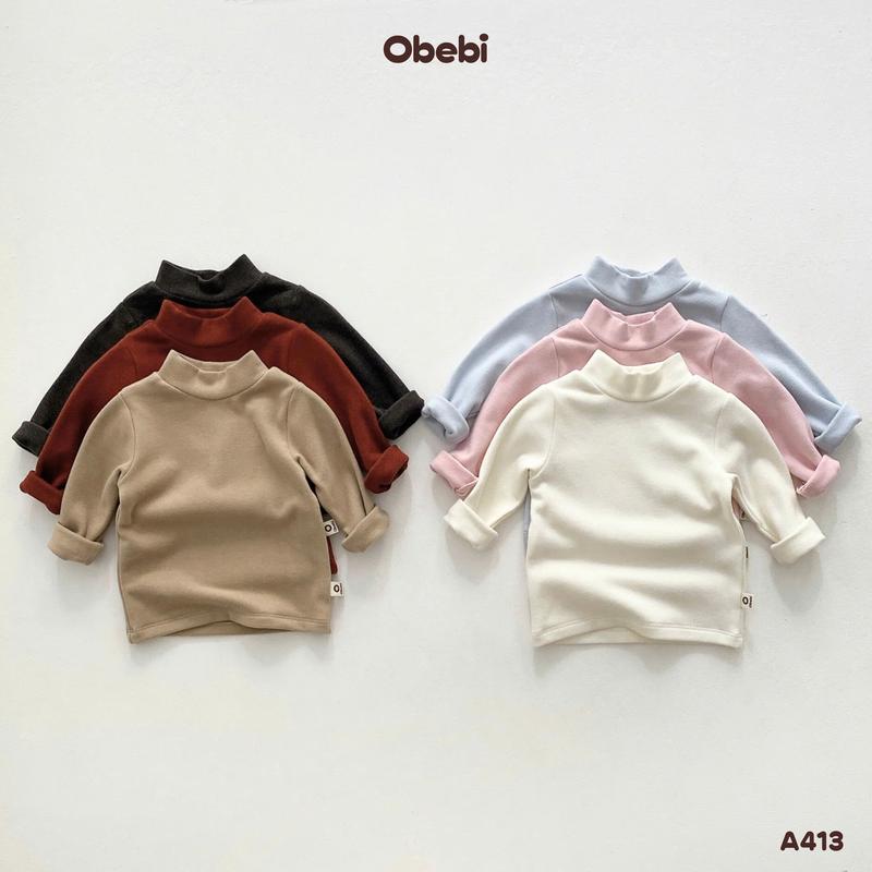 A413 Áo Nỉ Giữ Nhiệt Cổ Cao Thời Trang Thu Đông Cho Bé Obebi