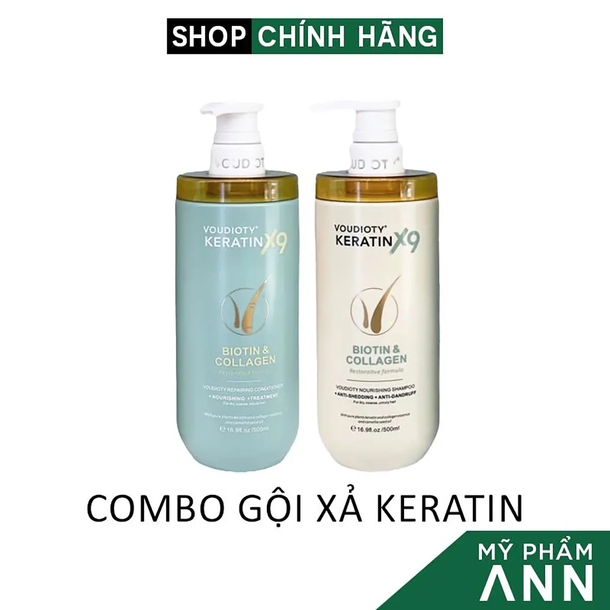 Bộ Dầu Gội Xả Biotin Collagen Keratin x9 Chính Hãng Chăm Sóc Phục Hồi Tóc Chắc Khỏe Mềm Mượt