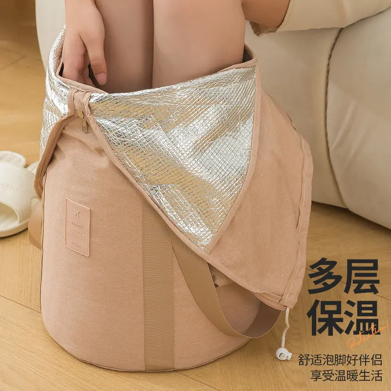 Thùng Ngâm Chân Cầm Tay Cách Nhiệt Năm Lớp Kation, Túi Ngâm Chân Có Thể Gập Lại Thích Hợp Đi Du Lịch, Chậu Rửa Chân, Dụng Cụ Hữu Ích 3