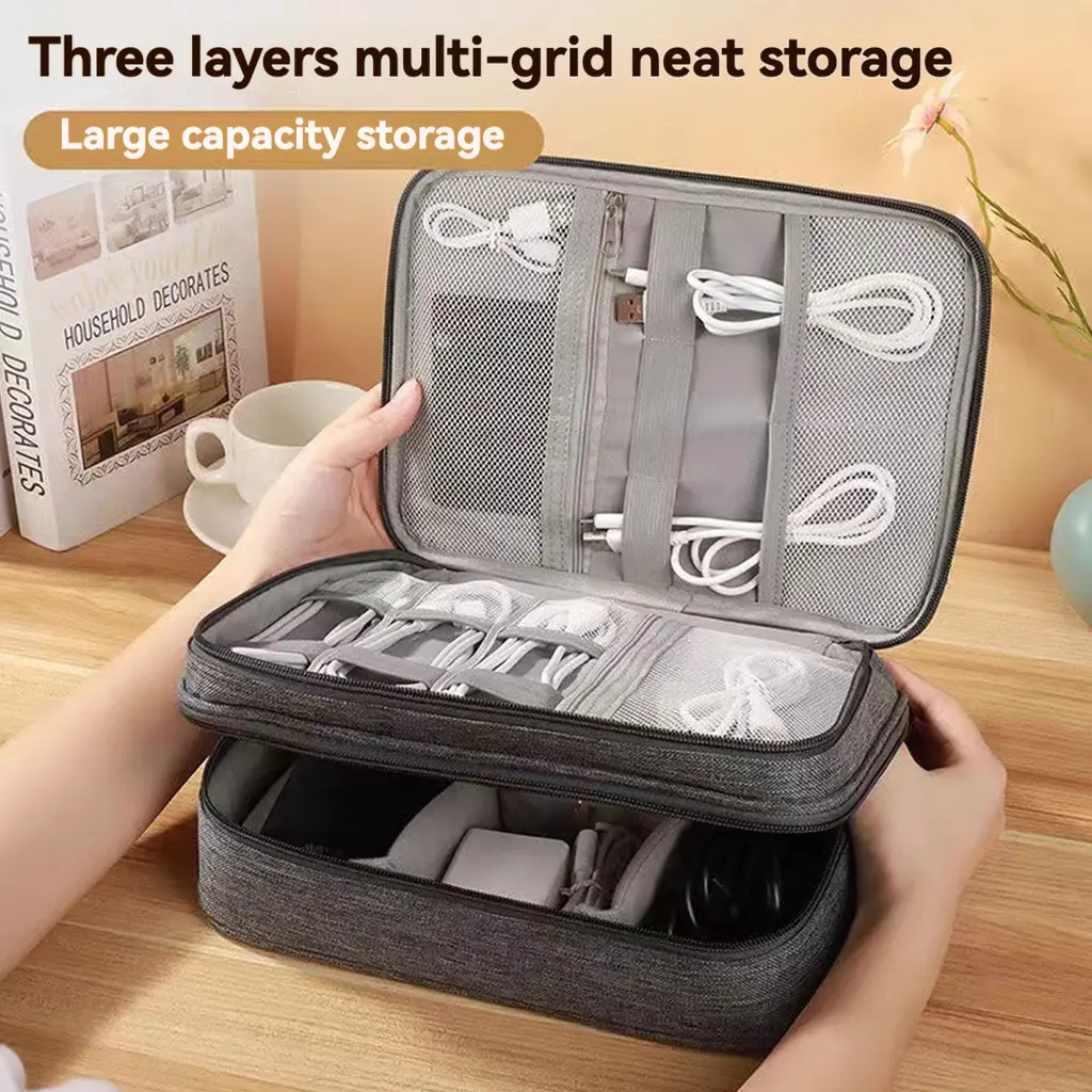 Multi-functional Data Cable Storage Bag Large Digital Electronic Accessory Organizer