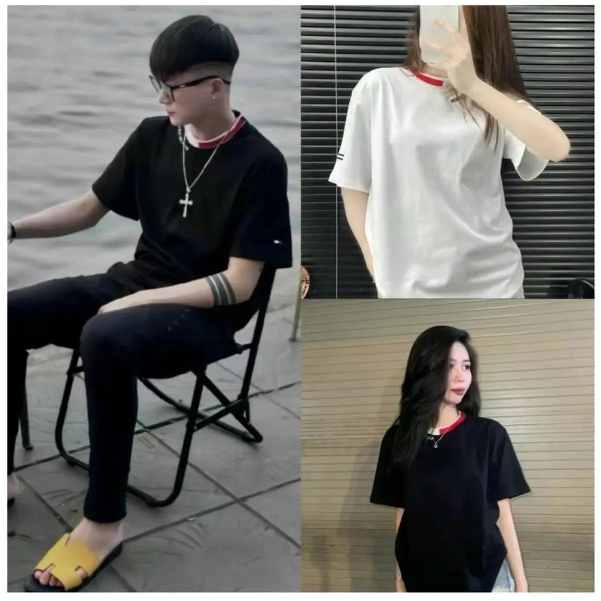 Áo thun Nam nữ TÔM MY bo cổ chất cottn thời trang nam nữ hothit - Unisex - Menswear