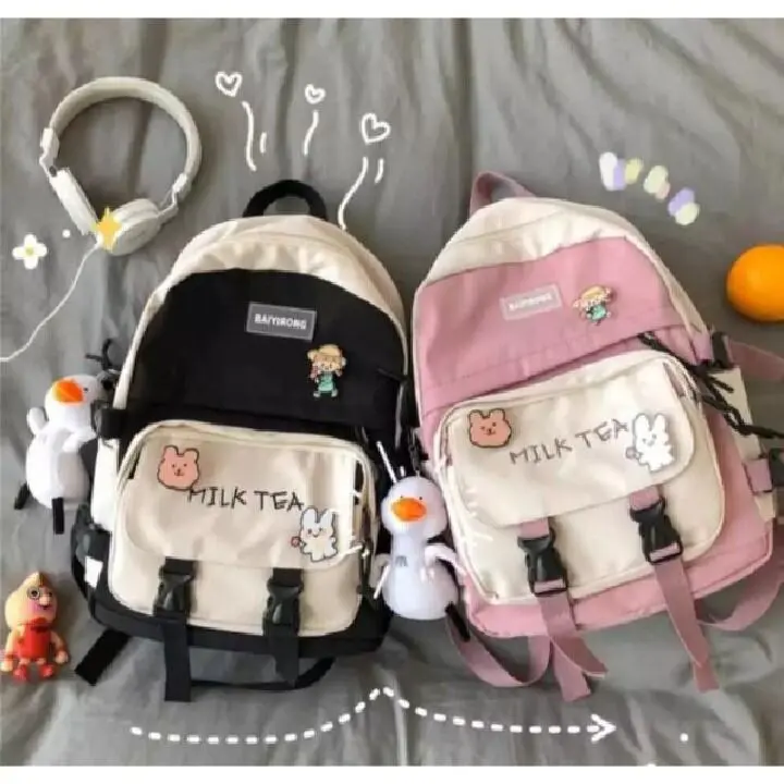NF Milk tea - Ransel tas punggung backpack korean style tanpa gantungan 1