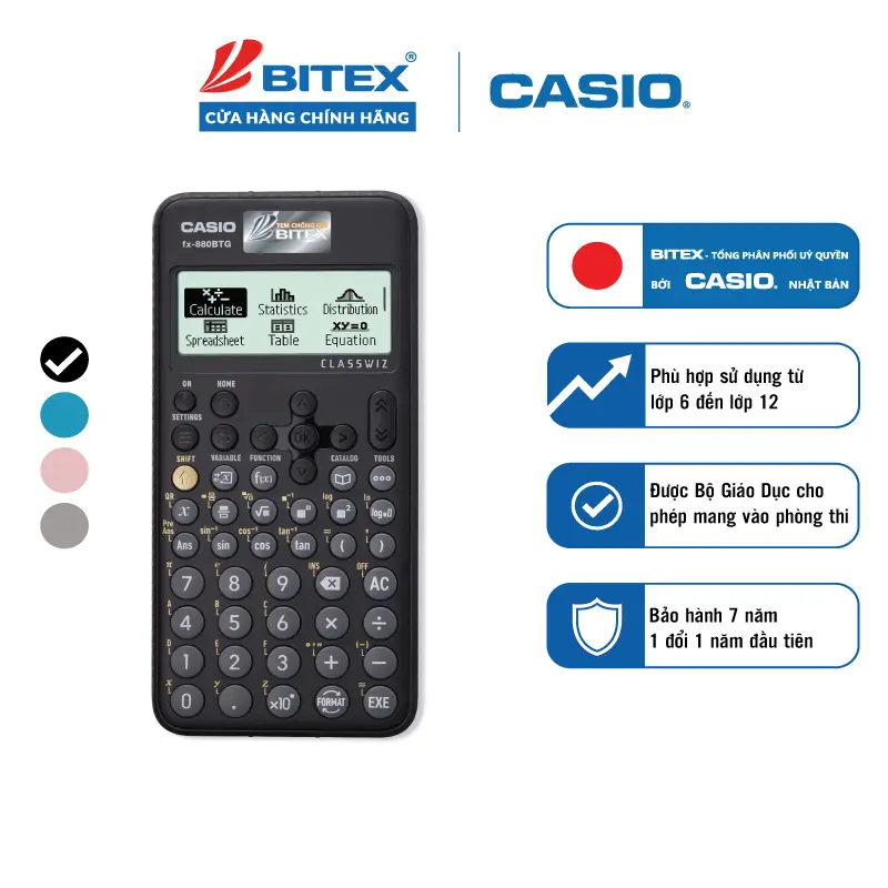 Siêu phẩm Máy tính Casio Fx-880BTG đa dạng sắc màu được mang vào phòng thi