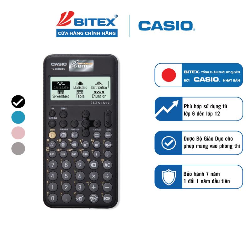 [Thầy Mong] Combo máy tính Casio Fx-880BTG + 12 cây bút chì đen 2B và 5 cục gôm