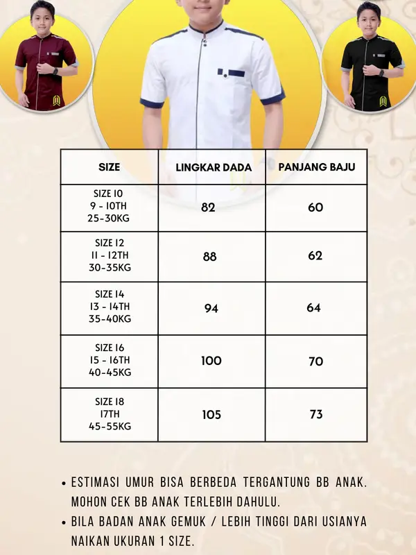 ANNAJA Kemeja Koko Anak Laki-laki Lengan Pendek Usia 9-17 Tahun | Koko Anak SD-SMP Muslim Lebaran Nyaman 6