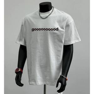 ผ้าฝ้ายคอกลมแขนสั้นเสื ้อยืดผู้ชายเทรนด์ภาษาอ ังกฤษพิมพ์ฤดูร้อนด้านบ หลวมพร้อมเสื้อยืดขนาด