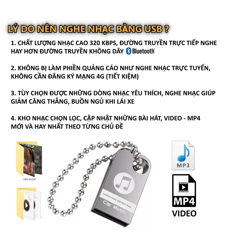 USB Sẵn Nhạc Ô Tô 16G Chất Lượng Cao 320kbps + Nhạc Hình Video MP4 Mới Nhất 1