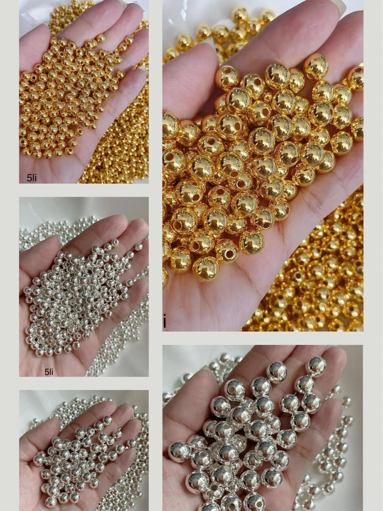 Gói 50Gram, 100Gram Chuỗi Hạt Bi Tròn [có lỗ Xỏ] Xi Bạc, Làm Phụ Kiện Trang Sức Handmade