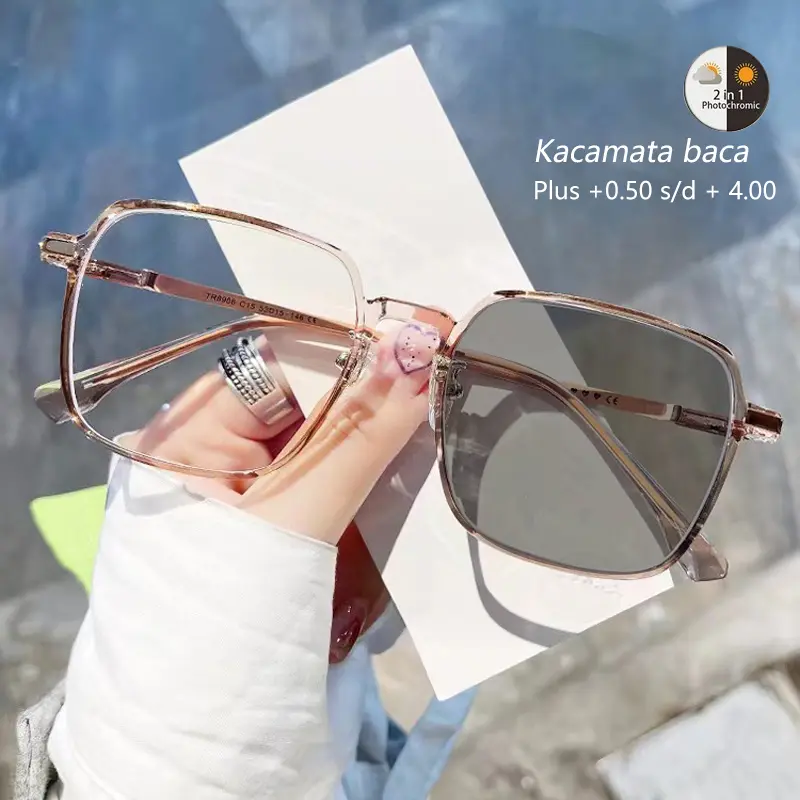 Kacamata Baca Fotokromik Anti Radiasi Lensa Plus +1.00 s/d + 4.00 Reading Glasses Wanita Pria