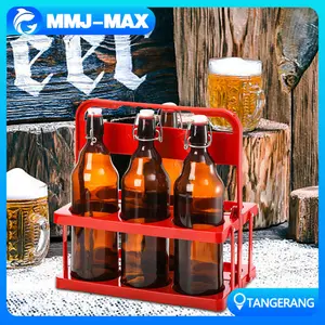 Rak Botol Bir Wine Handheld Pembawa 6 Botol Sekaligus Anti Tumpah Untuk Bar Restoran Pesta Rumahan Bahan Plastik Kuat Mudah Dibersihkan