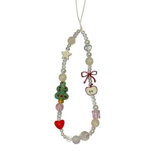 Pesona Telefon Krismas, Lanyard Manik DIY, Set Hadiah Estetik, Aksesori Percutian keychain  matching  couple  spiderman