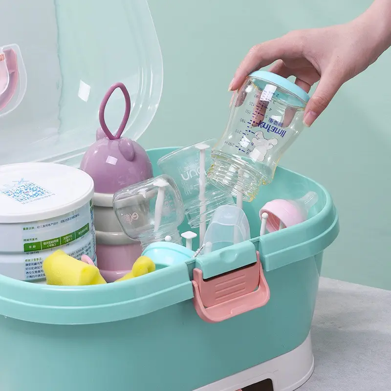 Giá úp bình sữa có nắp cao cấp và lỗ thoáng khí mẫu mới, thoát nước khô ráo