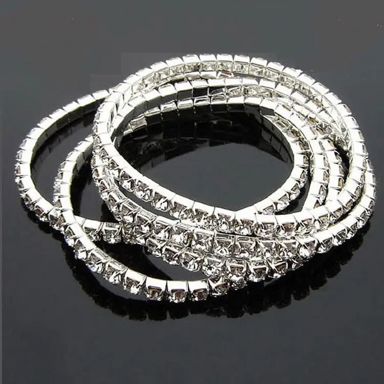 Jewelry Accessories Korean Hand Jewelry Wholesale Light Luxury Full Diamond Single Row Elastic Bracelet Women's Jewelry Shiny Intellectual Combination Bracelet