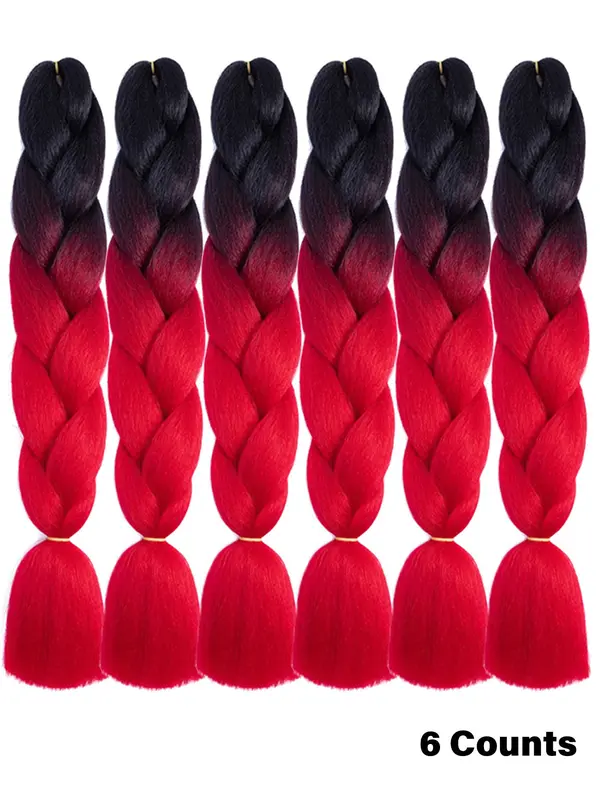 24 Inch Long Straight Synthetic Braided Hair Extension, Ombre Hair Braids Extensions, Synthetic Extensions & Pieces for Women 0