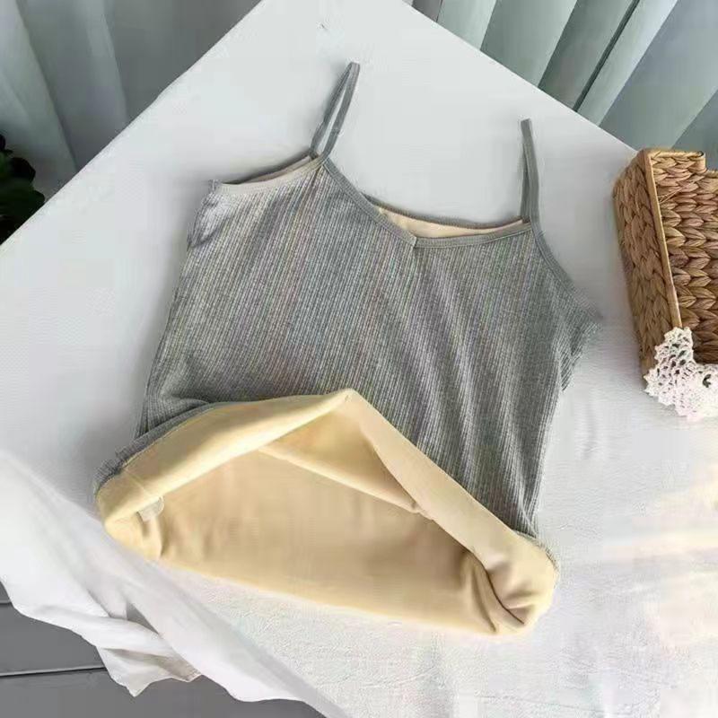 Product Introduction of Winter Self Heating and Warm Underwear for Women with Added Velvet and Thickened Cold Resistant Suspender, Slim Fit Bottom Shirt for Korean Version Student Top for Women 8