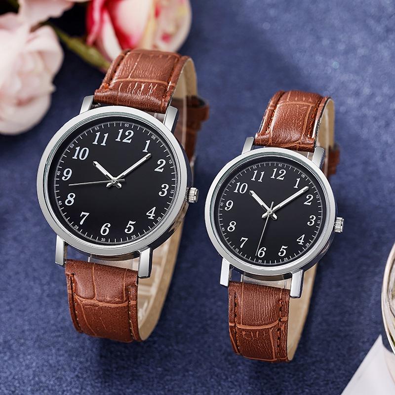 【Ready Stock】New TikTok Couple Leather Strap Watch Casual Quartz Watches Gift