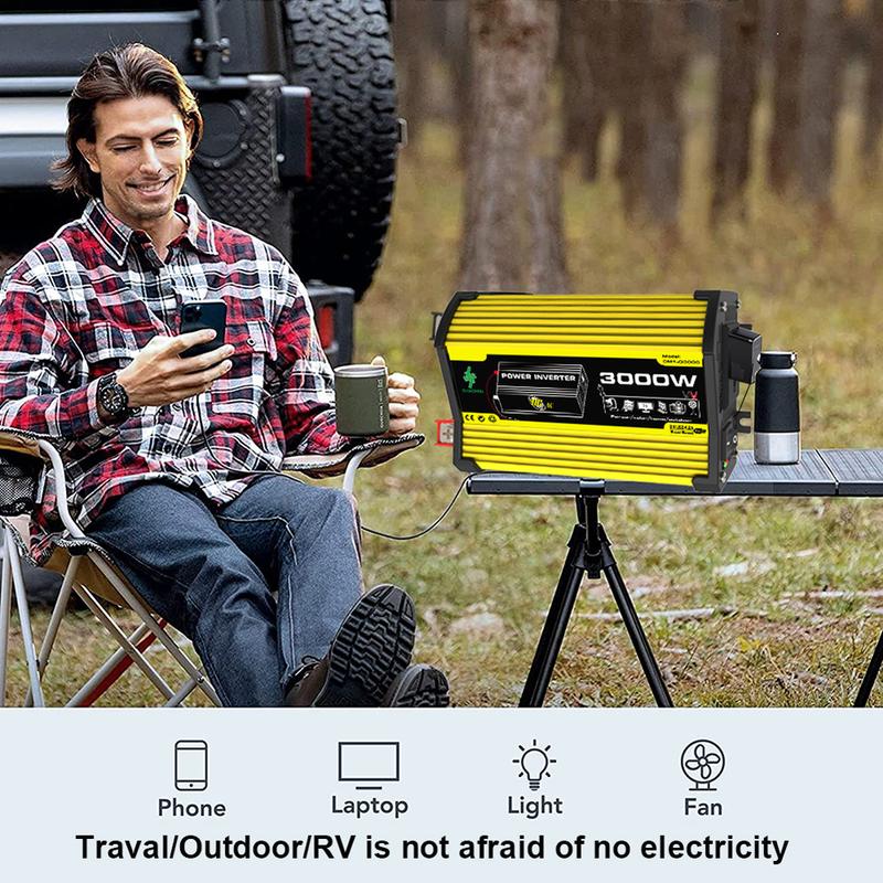 Biến tần năng lượng thông minh, 3000W, DC 12V sang AC 110 / 220V, Dual USB, Thích hợp cho các thiết bị thông minh 4