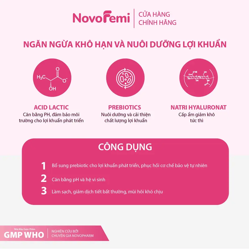 Novofemi Dưỡng ẩm đa tầng cao phân tử đa tầng, làm sạch dịu nhẹ giảm khô cân bằng pH Novofemi Hồng pH Suppo Nữ 7