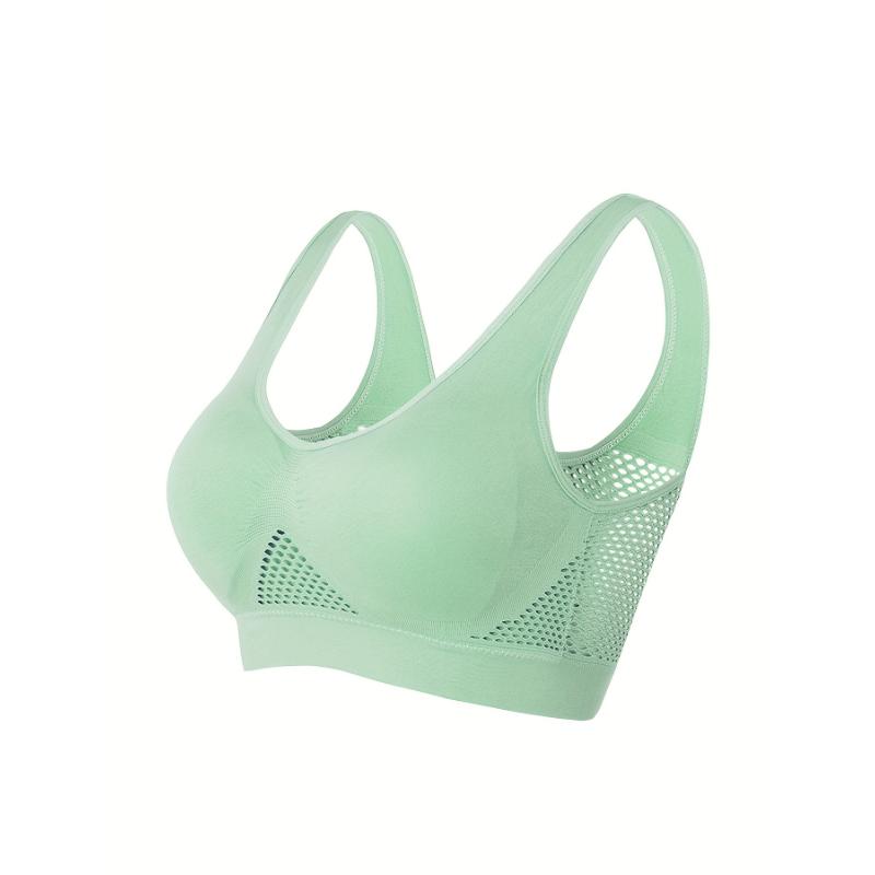 Large Size Seamless Sports Bra for Women - Purple, Breathable Mesh with Removable Pads, Comfortable and Fitted Vest Style, Breathable High Elasticity Fitness Running Wireless Hollow Mesh Yoga Underwear, Suitable for Fitness, Work, 1