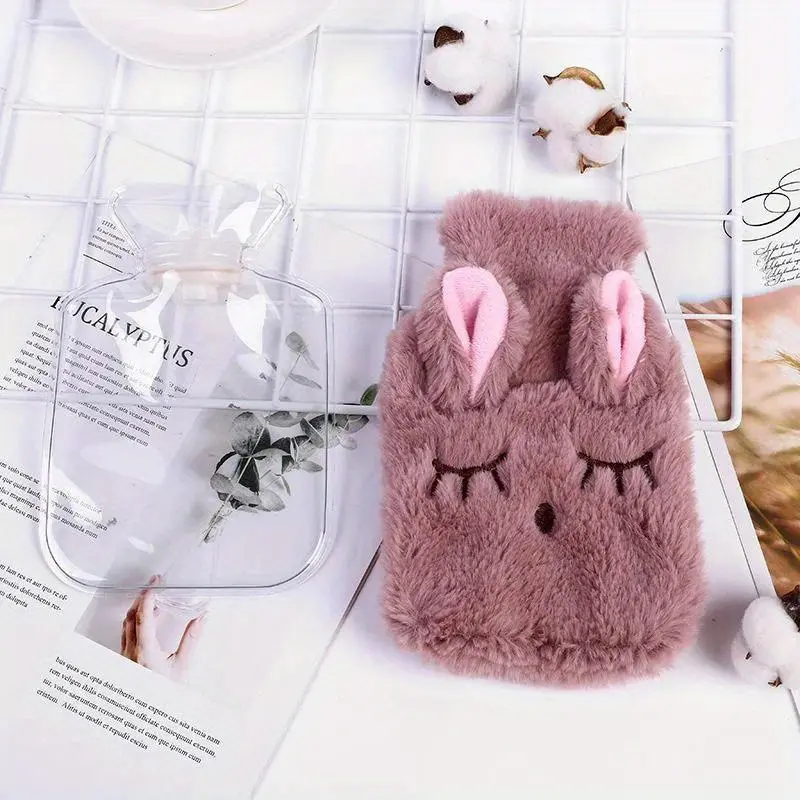Cute Pvc Pressure Pain Relief Treatment Hot Water Bag with Knitted Soft Comfortable Cover Winter Warm Reusable Hand Warmer