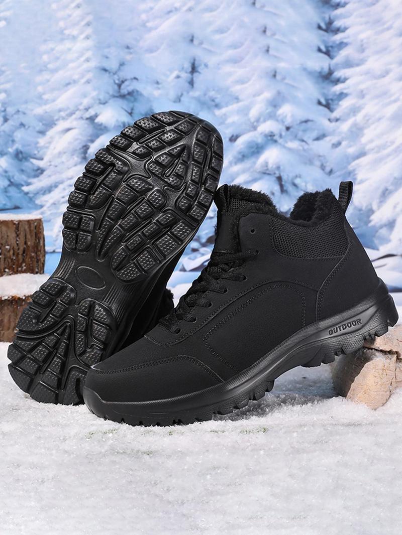Product Introduction of Men's Winter Warm Thermal Lined Hiking Shoes, Casual Sporty Outdoor Walking Shoes, Male All-match Shoes for Daily Wear 5