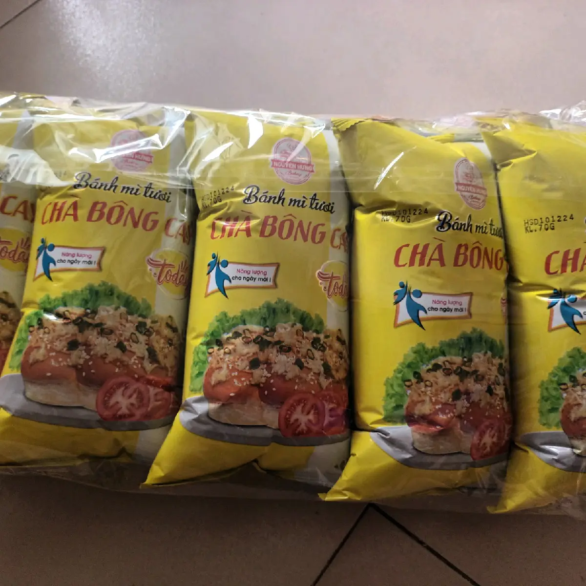 Combo 10c Banh mì Chà bông cay 70gCombo 10c Banh mì Chà bông cay 70g