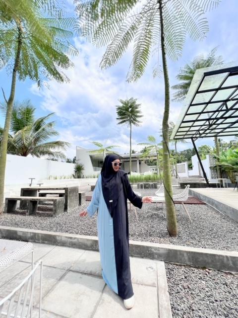 Gamis Abaya Nazira Crinkle Airflow Anti kusut anti lecek Syari Muslim Kombinasi Dress Wanita Simple Dewasa Remaja Mewah Motif Ibu Hitam 3