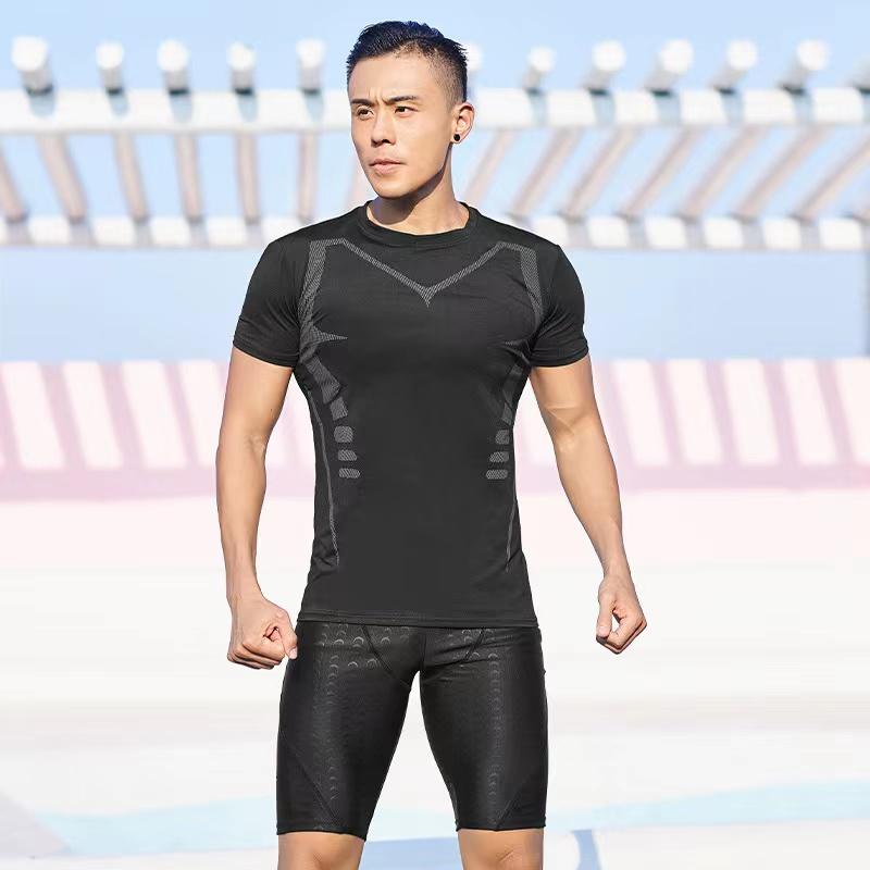 Áo Thun Nén, JOY, Dành Cho Nam, Thích Hợp Tập Gym, Thể Dục, Thể Thao, Nhanh Khô, Chạy Bộ, Chạy Bộ, Quần Bó Tập Luyện, Ngắn Tay, Phong Cách # 2811 2